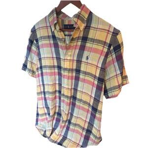 Polo Ralph Lauren linen short sleeve shirt Plaid Size Men's M Spring